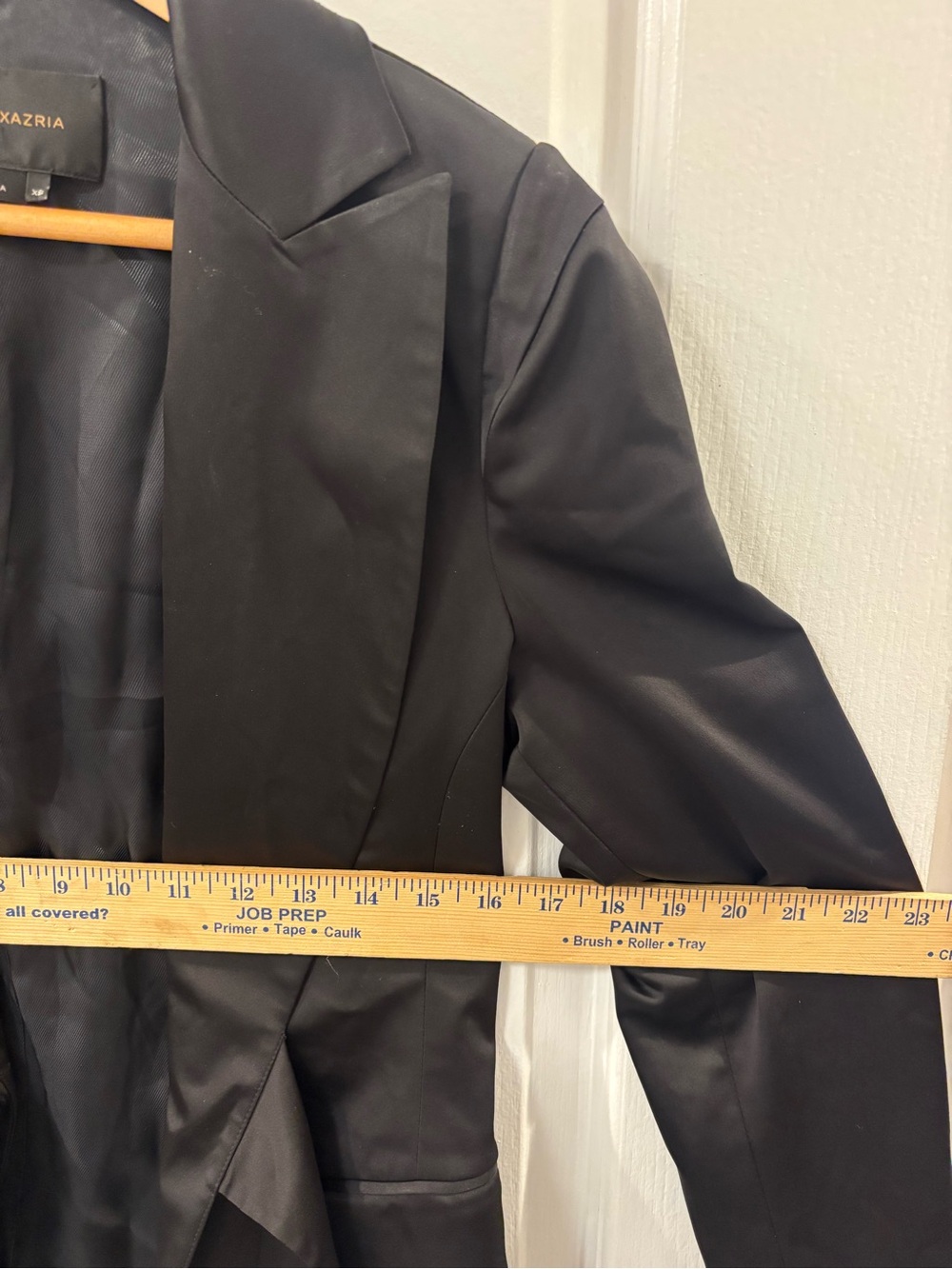 BCBGMaxAzria Satin Tailored Single-Breast Black Wrap Tie Back Blazer Classic XS - Picture 8 of 9